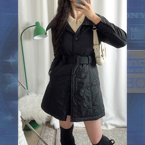 블랙 롱 패딩 자켓