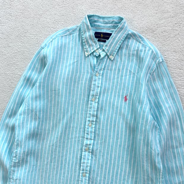 폴로 스트라이프 린넨 셔츠