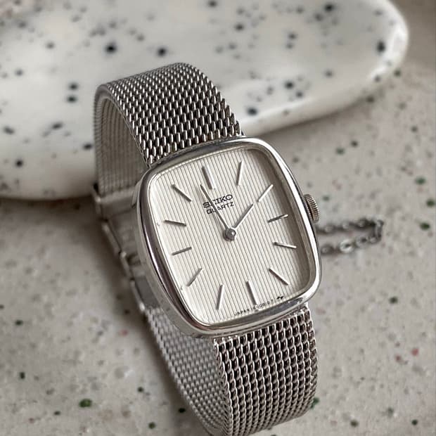 Seiko 세이코 스퀘어 실버 쿼츠 레이디스
