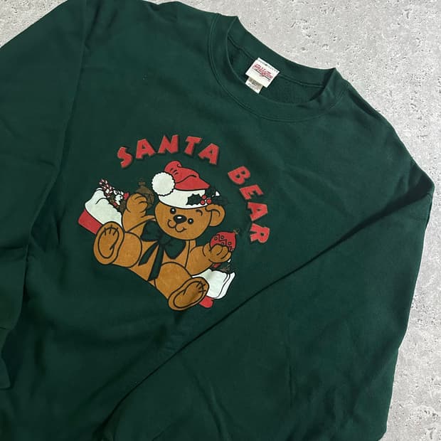 90s usa 산타 베어 그래픽 맨투맨