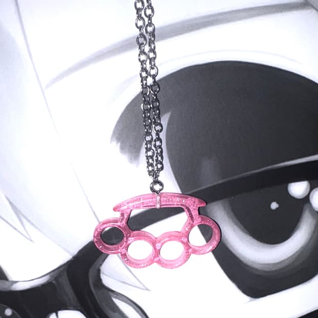 Y2K Glitter Foot Knuckle Pink Necklace