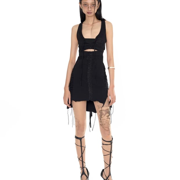 bonnae 본네 Cross cut out dress (Black)