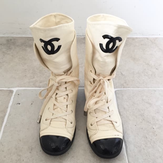 Chanel 샤넬 빈티지 램스킨 부츠 정품