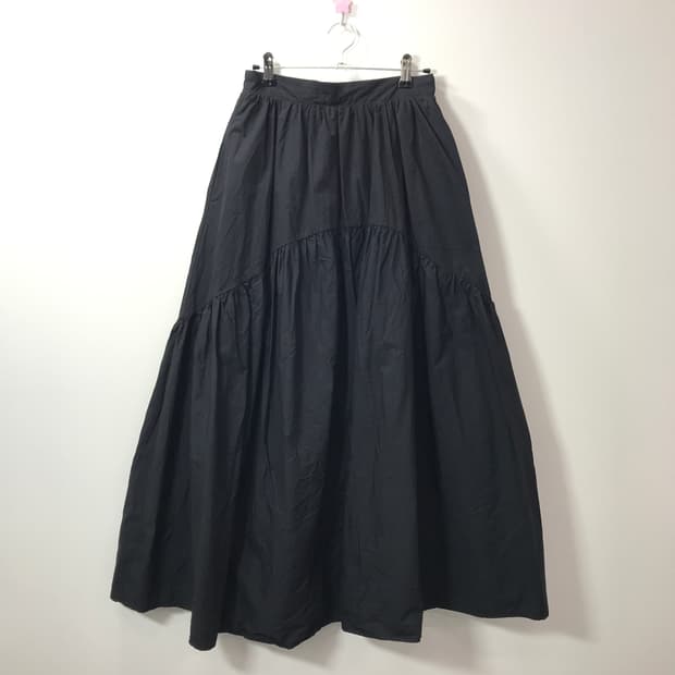 Jpn Black Tiered Maxi Long Skirt