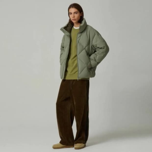 커스텀멜로우 새드스마일 패딩 다이아몬드 퀼티드 다운 점퍼 L