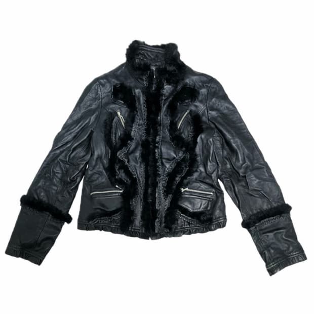 Y2k 곱창 양가죽 레더 자켓
