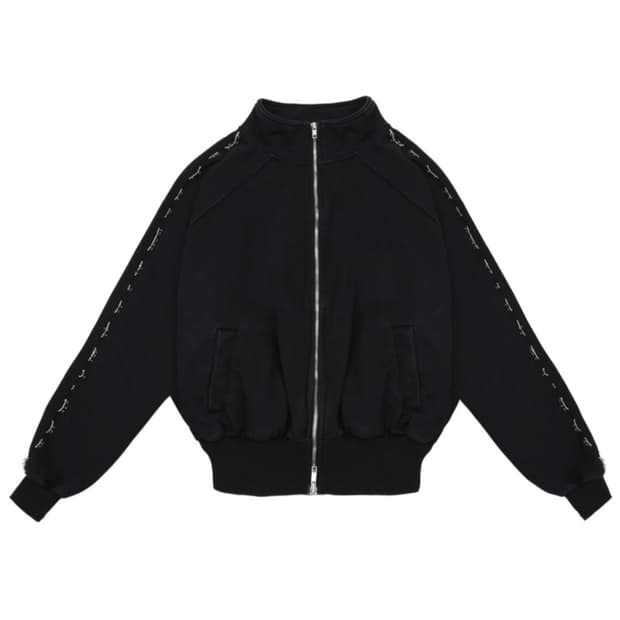 BEADED TRACK JACKET IN PIGMENT black