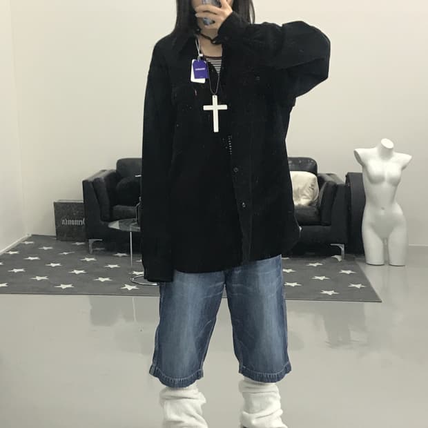리바이스 레드탭 블랙 코튼 셔츠