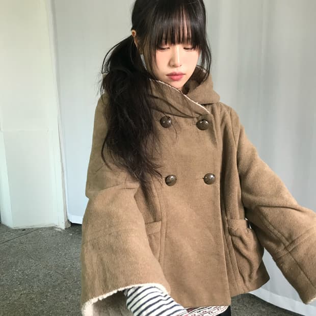 헤이즐 후드 숏 코트