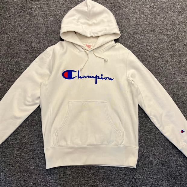 [100] 챔피온 리버스위브 로고 후드티 화이트 L