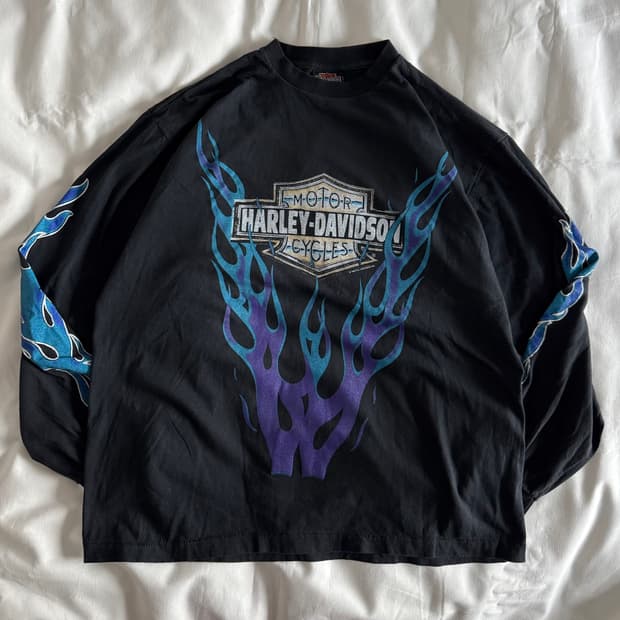 [XL] 90s-00s 빈티지 할리데이비슨 플레임 롱슬리브 티셔츠