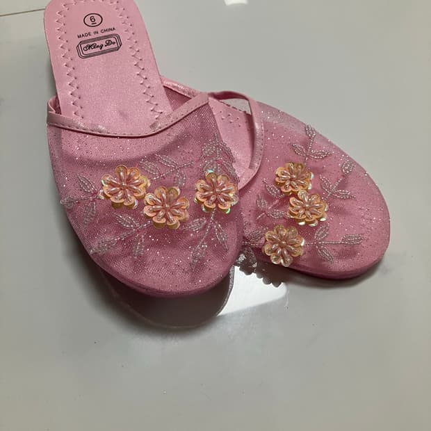 2000s Y2K 메쉬 샌들 슬리퍼 세퀸 뮬 연핑크