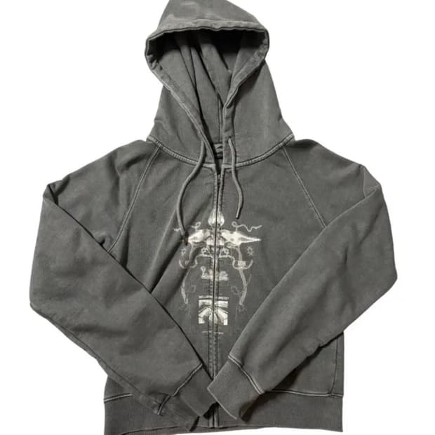 웰빙익스프레스 Digital Tattoo Hoodie Zip Up 차콜