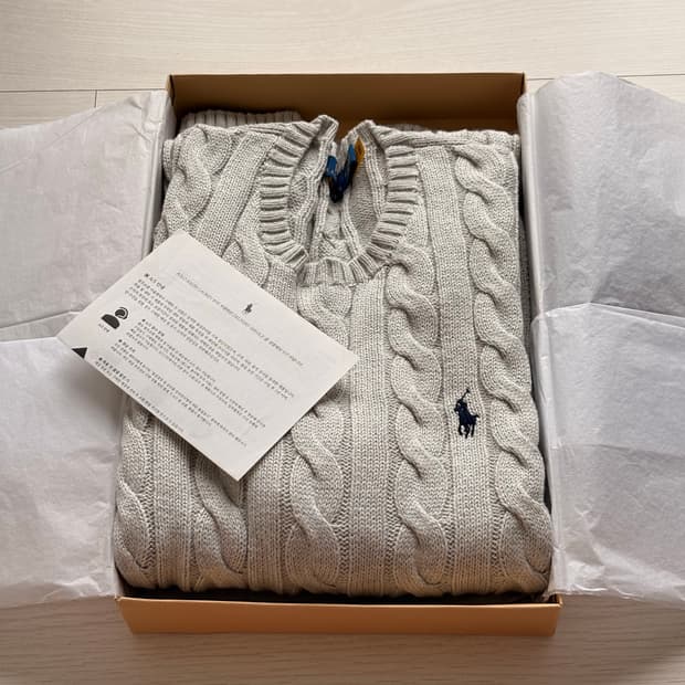 폴로 랄프로렌 꽈베기 니트 연그레이 M
