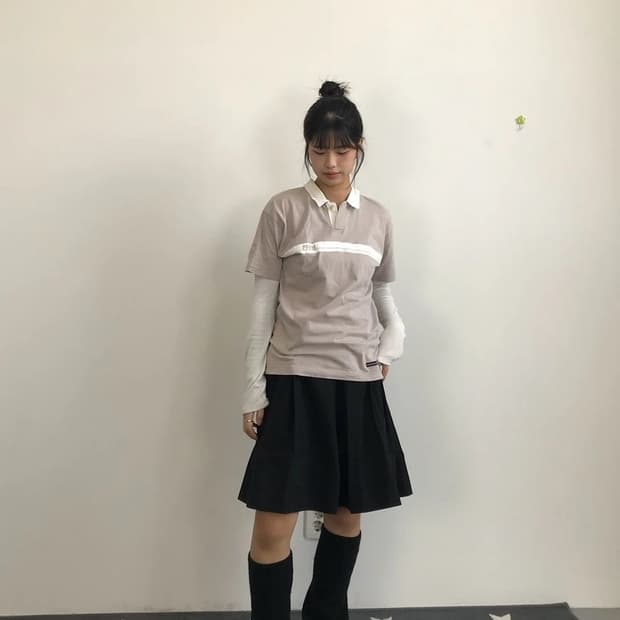 00's PPFM Stripe Line Beige Polo Shirt