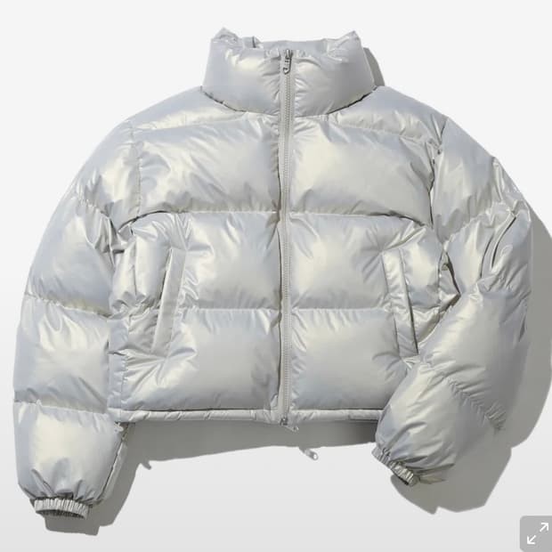 비터셀즈 글로시 크롭 푸퍼 패딩 자켓 실버