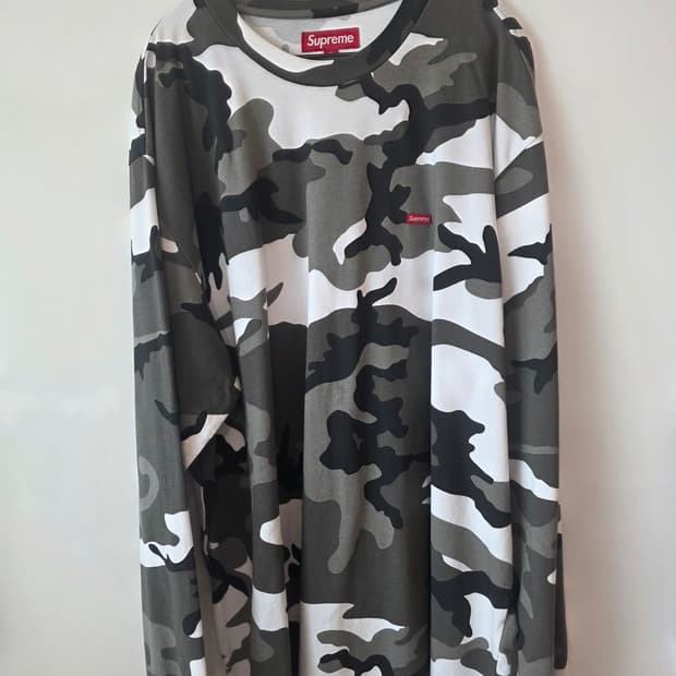 슈프림 스몰 박스 롱슬리브 티셔츠 스노우 카모