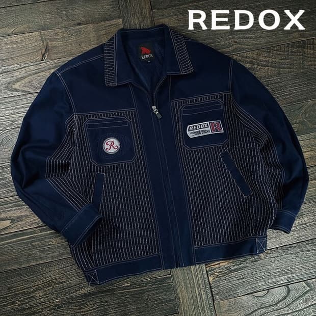 [레드옥스] 빈티지 스트라이프 블루종 자켓 네이비 M19616