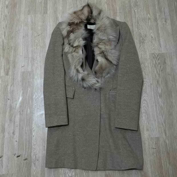 케네스린 여성 폭스퍼 트리밍 럭셔리 코트 55-66 