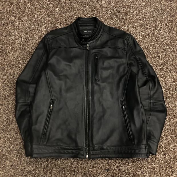 폴리스 양가죽 바이커 레더 가죽 자켓