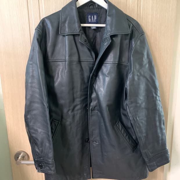 올드 갭 레더 가죽 카 코트 M