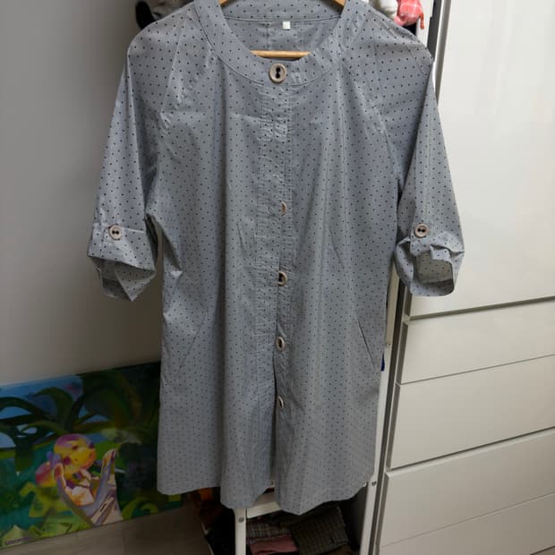 5부 도트 셔츠원피스