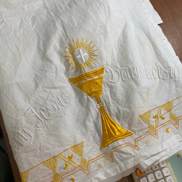 유럽빈티지 패브릭 자수보 테이블보