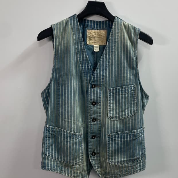 더블알엘 인디고 스트라이프 베스트 조끼 (on.245)
