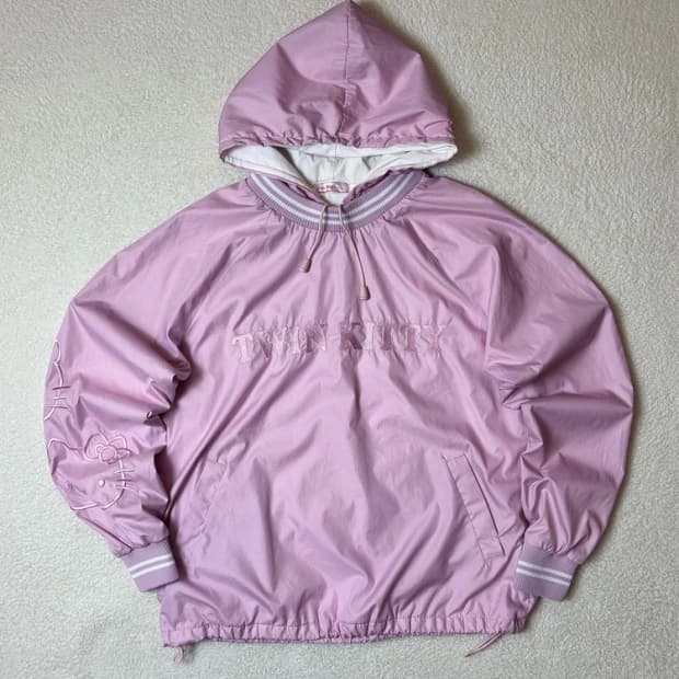 키티 00's 소프트 핑크 윈드 웜업 후드티 PN6313