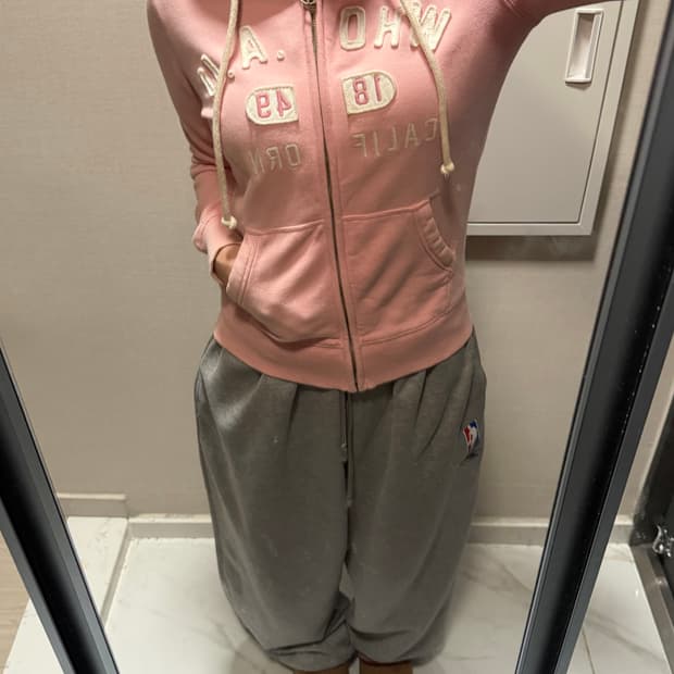 후아유 핑크 후드집업 s