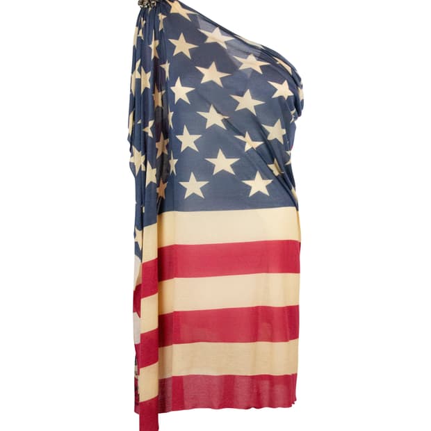 디스퀘어드2 아메리칸 플래그 원숄더 원피스