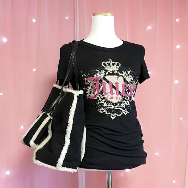 핑키앤다이안 블랙 퍼 숄더백