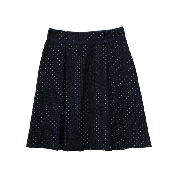 도트 울 미디 스커트