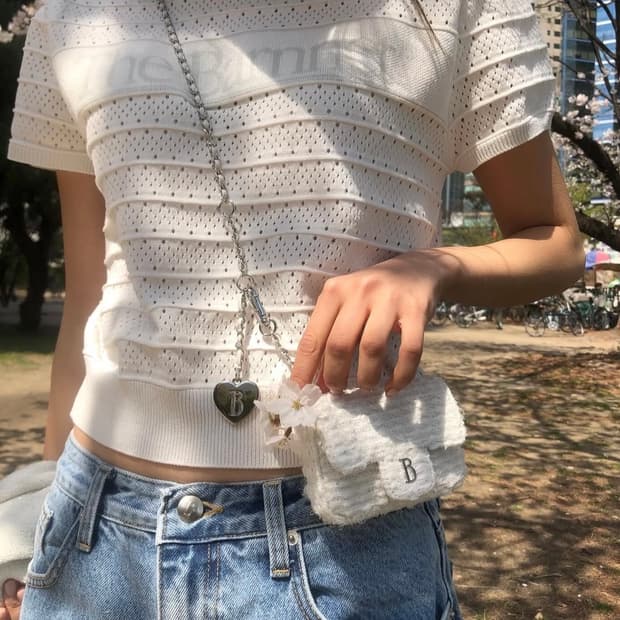 더바넷 Helen Logo Jacquard Knit Top 반팔 니트