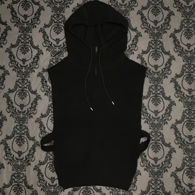 system 하프 집업 후드 니트 베스트