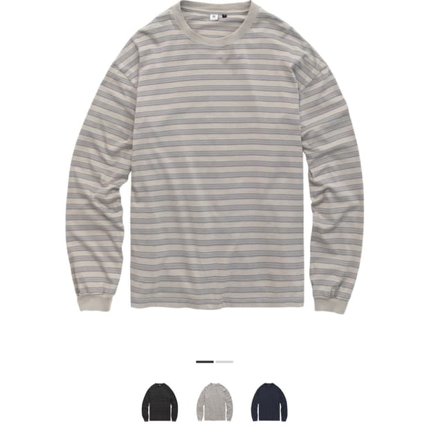 (3)(초판) 폴리테루 스트라이프 롱슬리브 에크루