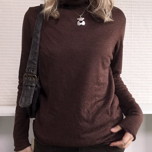 jpn vintage brown stripe layered pullove