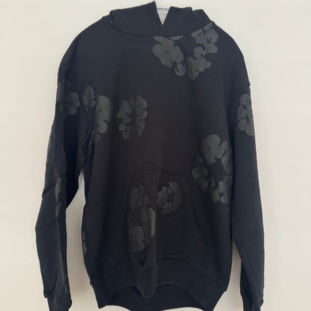 [L] 데님티어스 후드 블랙