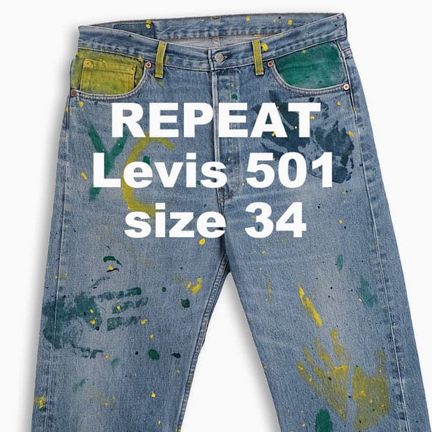 빈티지  리바이스 501 90s USA 핸드페인팅 LV50136508