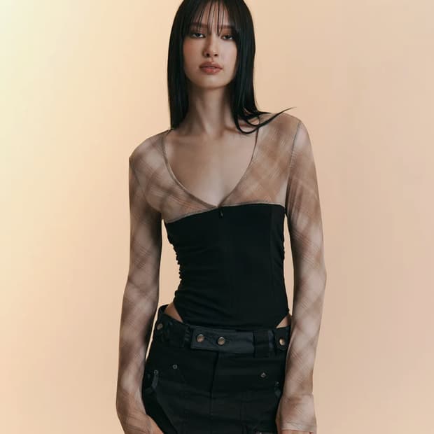 플리즈노팔로우 Etta Check Bodysuit