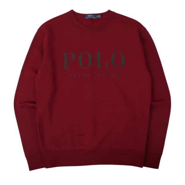 폴로 랄프로렌 버건디 엠브로이드 코튼 폴리 스웻셔츠