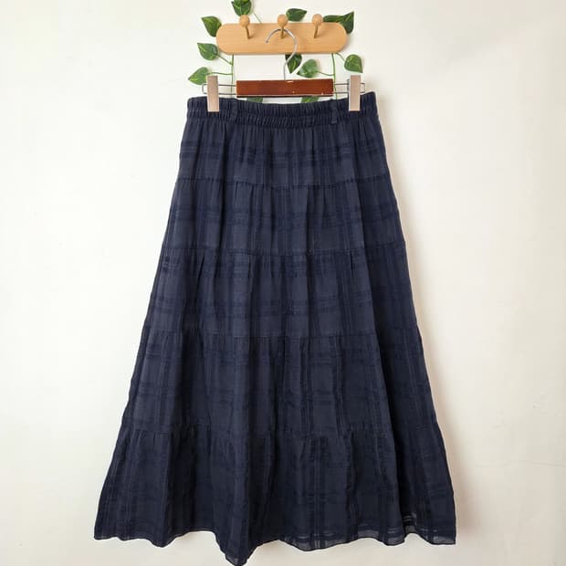 체크 캉캉 롱스커트