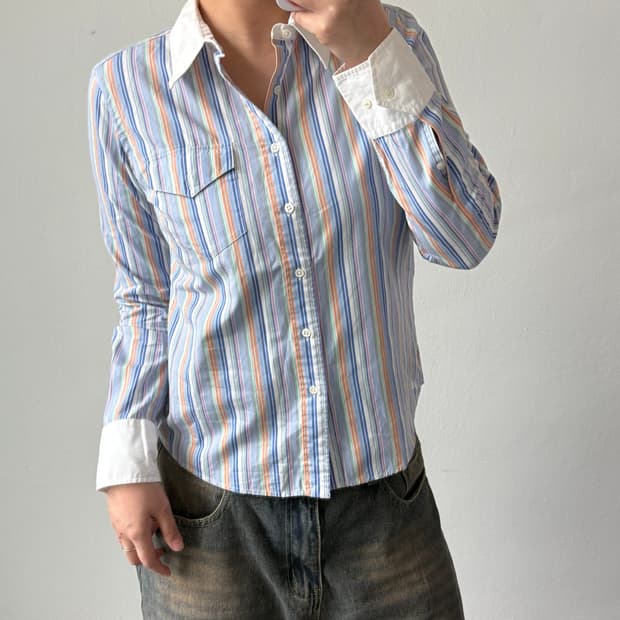 [10] 폴로 칼라 스트라이프 셔츠