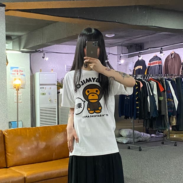 베이프 재팬 베이비 마일로 화이트 반팔 B4698