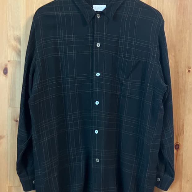 Rayon loose silhouette check shirt