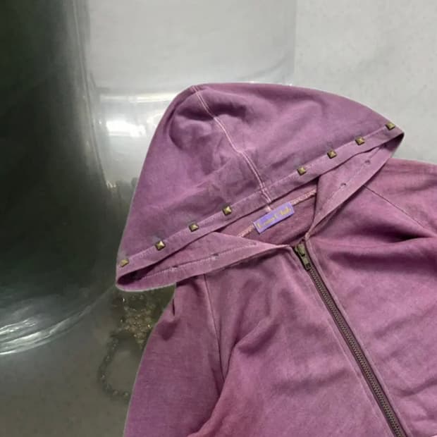 y2k 핑크 스터드 후집 후드집업