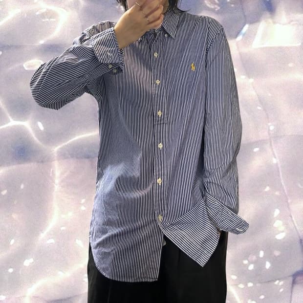 폴로 랄프로렌 스트라이프 셔츠 스카이 블루 M