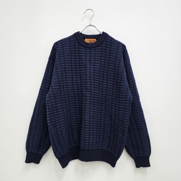 모혼방 네이비 패턴 니트