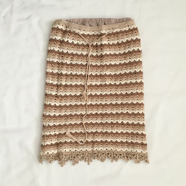 Crochet Chevron Knit Midi Skirt