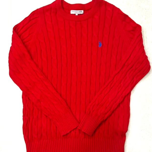 폴로 레드 니트